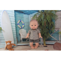 2-delig setje boy zomer blouse broek ruit